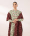 2 Piece - Embroidered Dull Raw Silk Suit